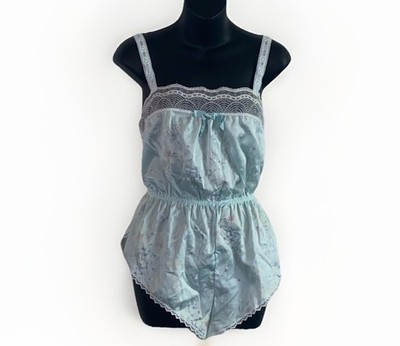 Vintage BALLET Floral Medium Teddy Lingerie Romper Bodysuit Sleepwear Coquette