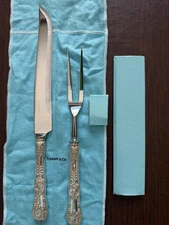 Tiffany English King Sterling Handle Roast Carving Set Never Used 