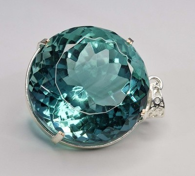 210-212 Ct Round Cut Green-Bluish Topaz Pendant Loose Certified Gemstone SP019