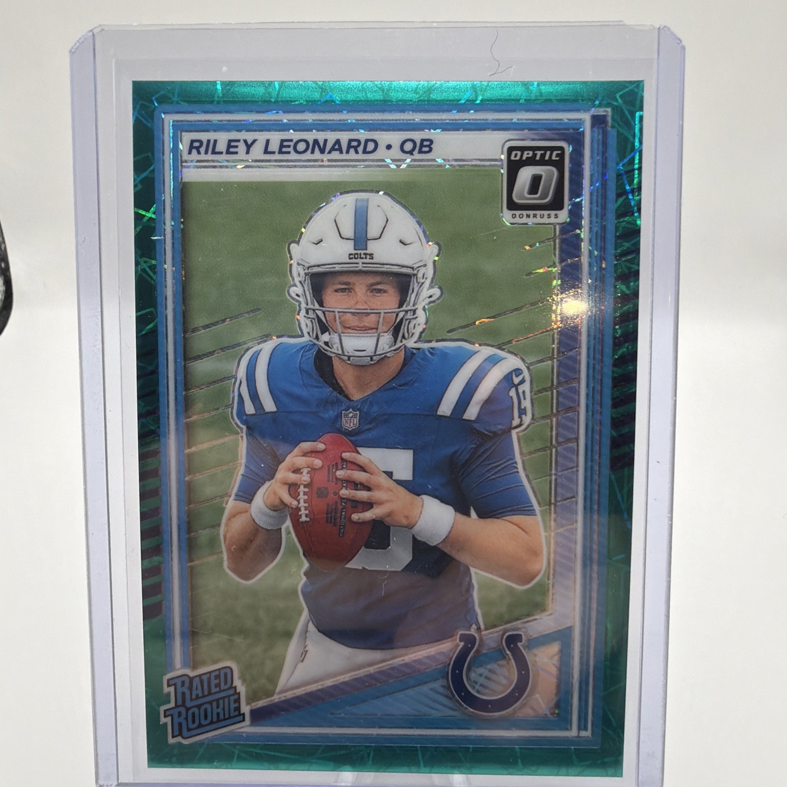RILEY LEONARD Rookie 2025 Donruss Optic Teal Velocity Prizm Colts RC #255