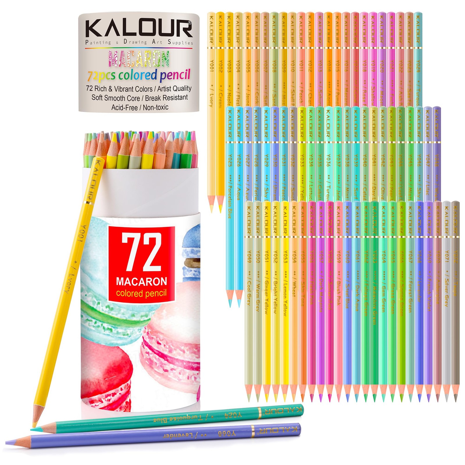KALOUR Macaron Pastel Colored Pencils,Set of 1 Count (Pack 7