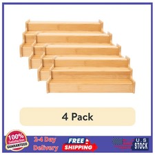 4 Pack Bamboo Expandable Spice Rack 3 Tier Adjustable Kitchen Organizer 12.9-...