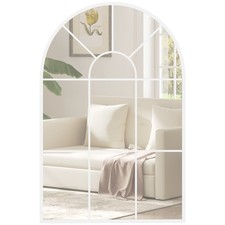 HOMCOM Arched Window Wall Mirror for Living Room Bedroom, 91x60cm, White