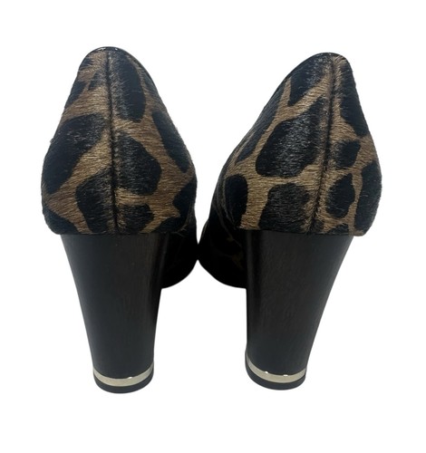 Ann Taylor Calf Hair Leather Animal Print Cap Toe Block Heel Shoes Pumps Size 6 - Picture 7 of 13