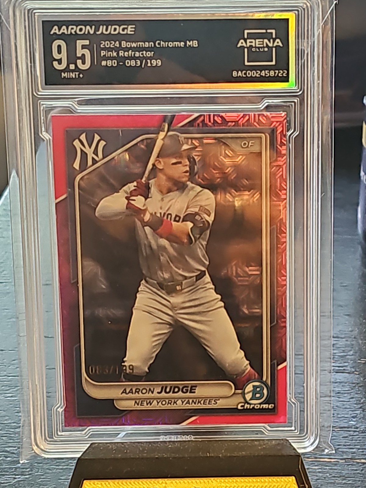2024 Bowman Chrome Aaron Judge Pink Refractor /199 SP 9.5 Yankees 80 view 1