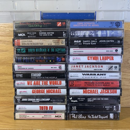 Lot of 25 80’s Cassette Tapes - Rock, Pop, Metal - U2, Devo, Michael Jackson