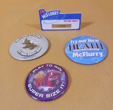 Vintage McDonald’s Pinback Buttons Collectible Pins With Name Tag Pin Lot Of 4