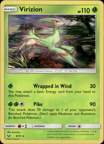 Virizion Shining Legends 8/73 Holo Rare Holo Pokémon — English NM