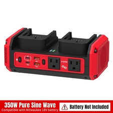 350W Power Inverter Pure Sine Wave Compatible with Red 18V Battery,USB Type-C