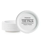 100pc Reusable Plastic Plates - Deluxe Quality Diameter 9" Round