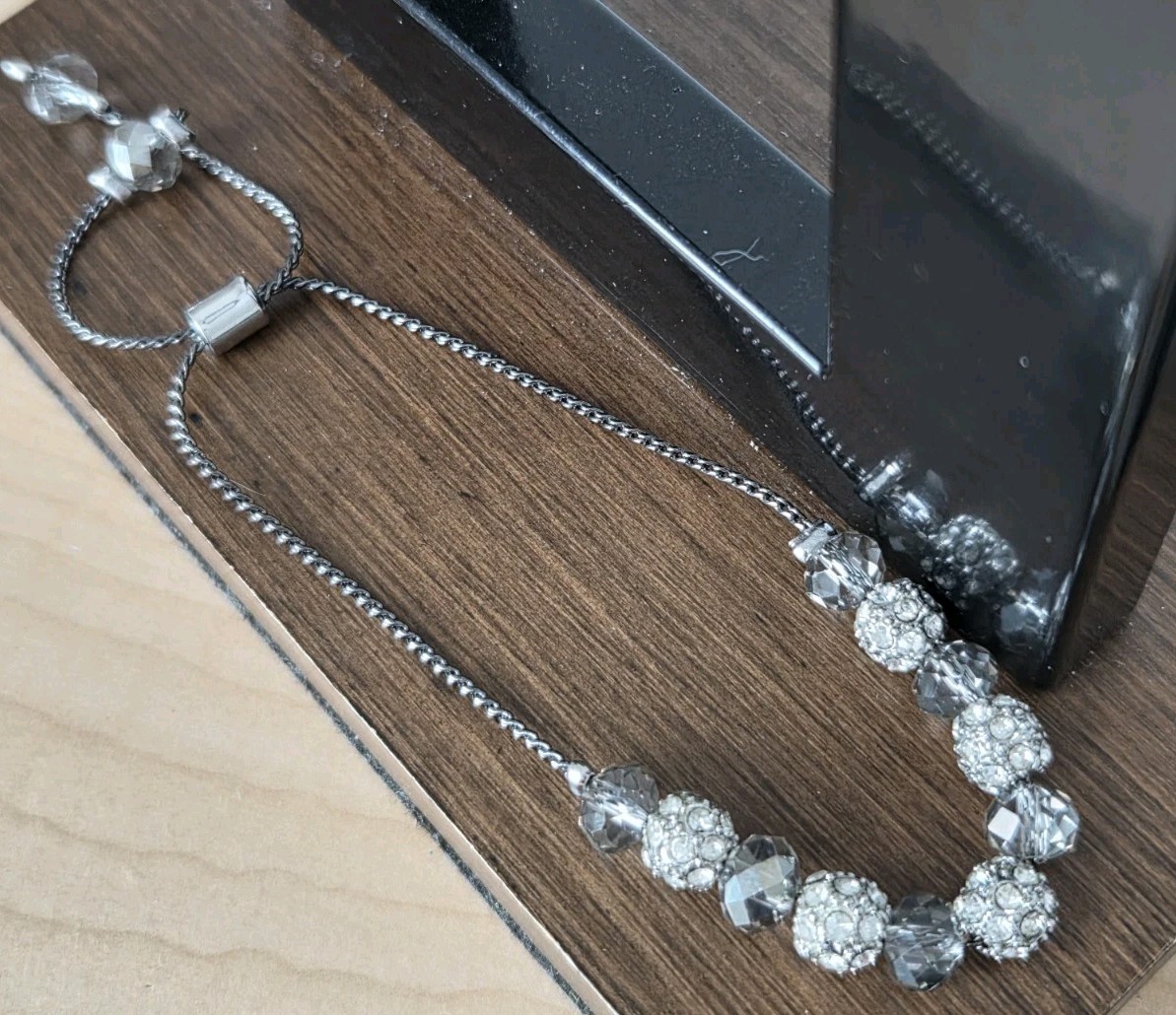 Adjustable Pull String Bracelet- Rhinestone Disco… - image 3