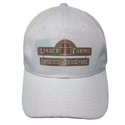 Linder Farms Pumpkin Patch Corn Maze Baseball Cap White Brown OS Strapback Hat