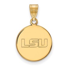 14k Gold LogoArt Louisiana State University L-S-U Medium Disc Pendant