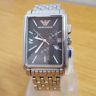 Herren Emporio Armani 0142 XL Tank Style Rice-Bead Armband Designer Chrono Uhr