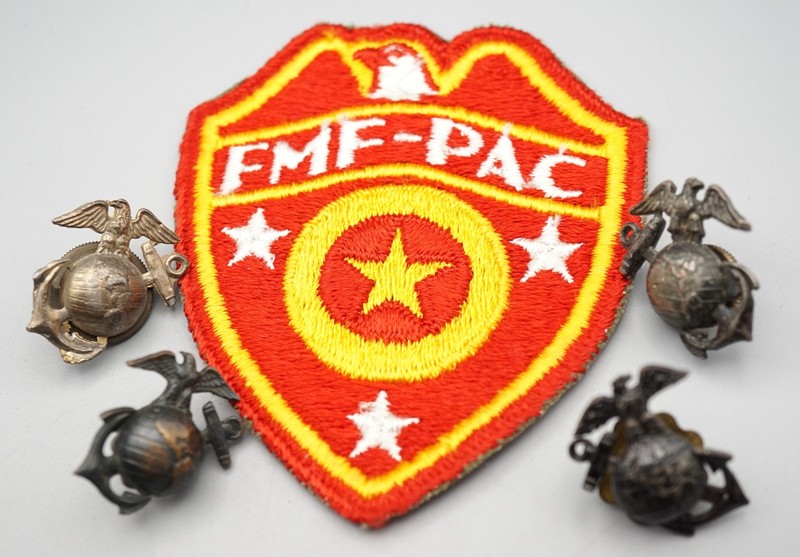 WWII USMC FMF-PAC Fleet Marine Force Pacific Supply Patch & Collar EGAs Lot Of 5