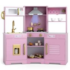 Pretend Play Kitchen for Kids Toddler Aged 3 Wooden Toy Set w/ Range Hood