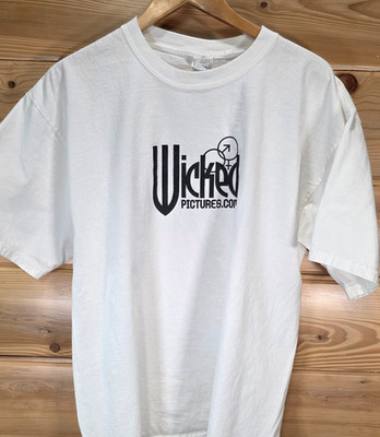 VTG Wicked Pictures.com Adult Website Entertainment Promo T Shirt Men XL Stain