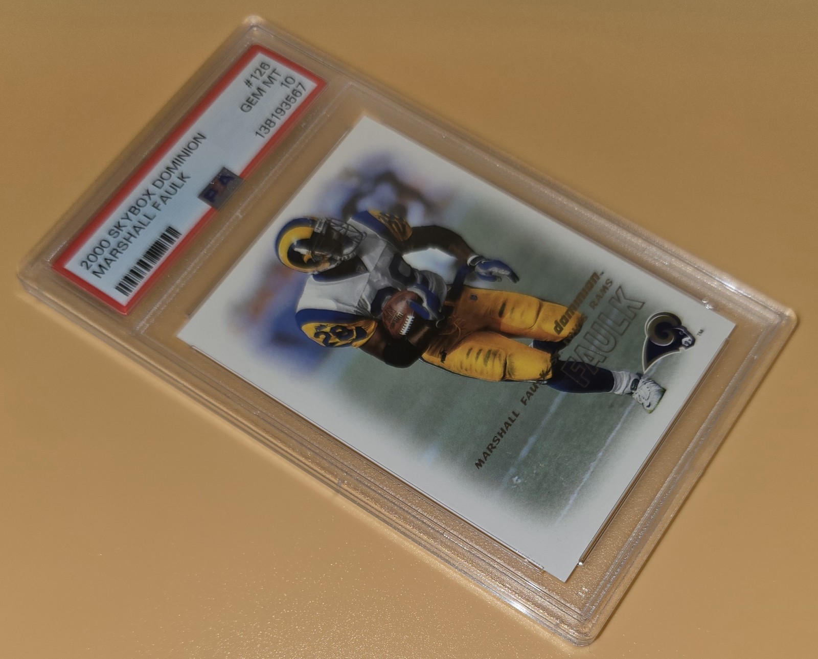 Marshall Faulk PSA 10 Low Pop 2000 Skybox Dominion #126 St. Louis Rams NFL Card view 7