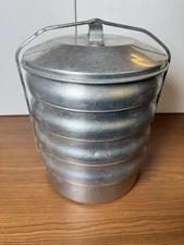 Regal Aluminum Metal 5 Tier Picnic Basket Pie Stacker Camping 1950s NICE
