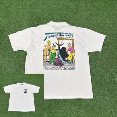 Vintage 90s Big Johnson Fishing Lures Funny Humor Joke T-Shirt Men's Large USA
