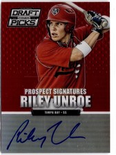 2013 Panini Prizm Perennial #42 Riley Unroe Prospect Auto Red Prizms 19/100