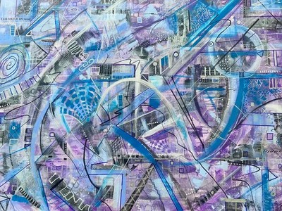 City Life - Original Abstract Acrylic Painting 40x30 by Rose Cook