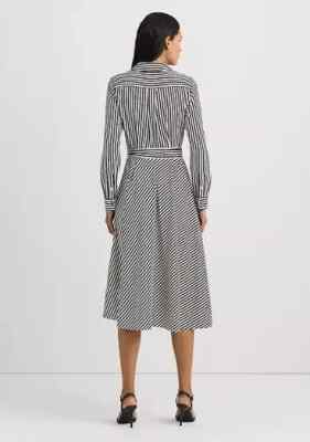 NEW Lauren Ralph Lauren Striped Surplice Crepe Midi Dress