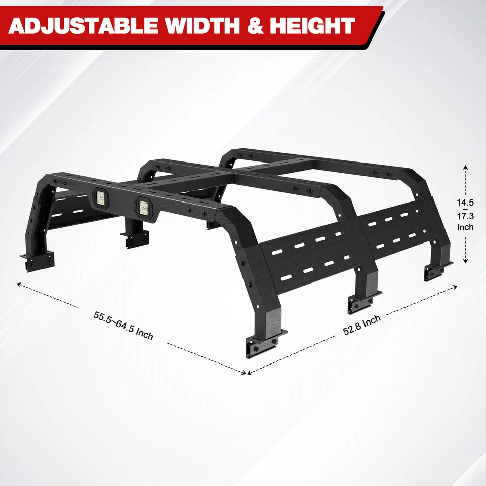 Adjustable Width And High Bed Cargo Rack Basket For GMC Sierra 1500 2014-2022 - Изображение 3 из 4