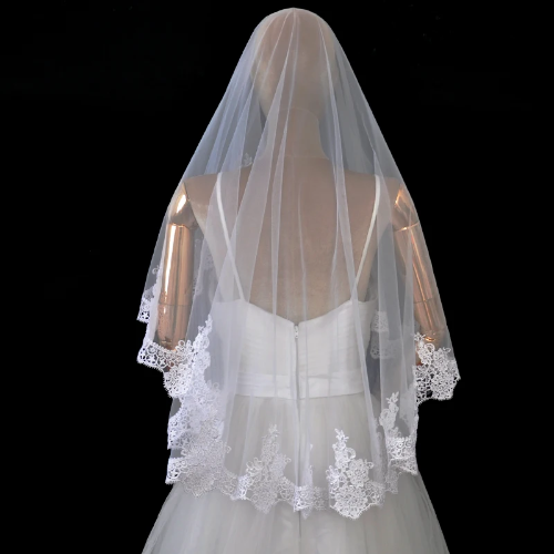 One Layer Lace Edge Black Bridal Veil 1.5*1.5 M Long Wedding Accessories Cosplay - Picture 7 of 17