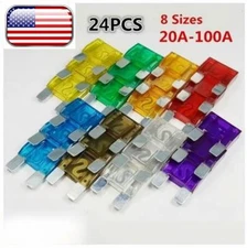 24 PCS Pack Fuses MAXI Blade Fuse 20A 30A 40A 50A 60A 70A 80A 100A Kit Each of 3