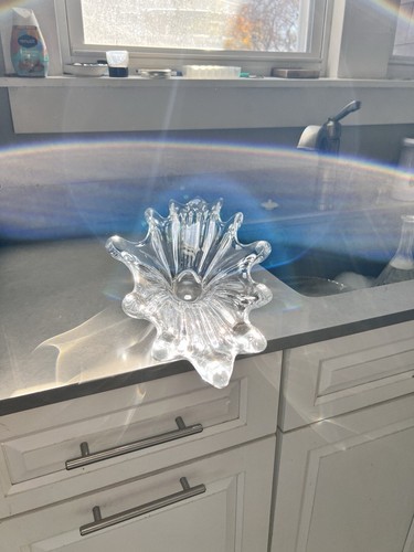 Art Vannes Le Chatel Crystal Waves Splash Mittelstück Konsole Schüssel signiert - Bild 10 von 13