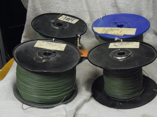 1000 ft coil Western Electric 24g solid core,CLOTH, TINNED,  green - Foto 1 di 6
