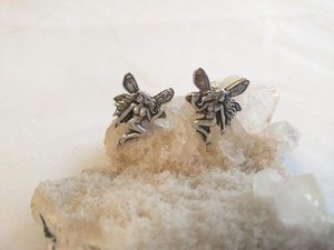 Fairy-Post-Earrings-925-Sterling-Silver-Pixie-Jewelry-Art-Nouveau-Faerie
