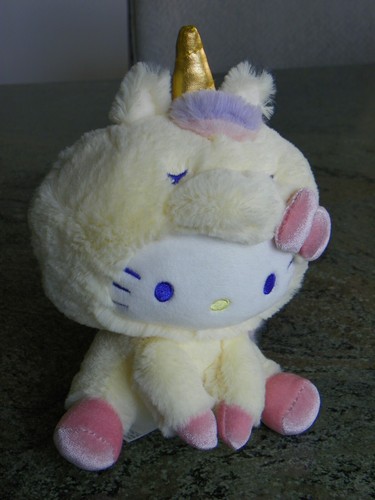GUND Sanrio Hello Kitty Yellow Pink Unicorn Plush 8" Soft Stuffed Toy