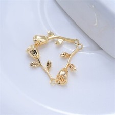 10pcs Gold Rose Flower Charm,14K Gold Plated Brass Flower Pendant,Floral Charm