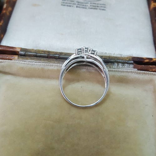 925 Sterling Silver Ring, Natural Aquamarine And Blue Diamond, Size P.5 US 7.75 - Picture 5 of 7