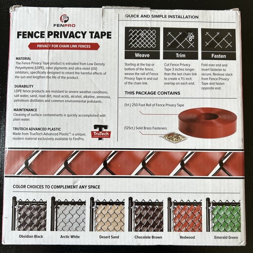 Fenpro Chain Link Fence Privacy Tape Redwood Color Red 250 foot Weave Fasten - 第 1/4 張圖片