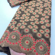 5yd Cotton Lace Fabric Swiss Voile Embroided African Hollow Out Sew Dress