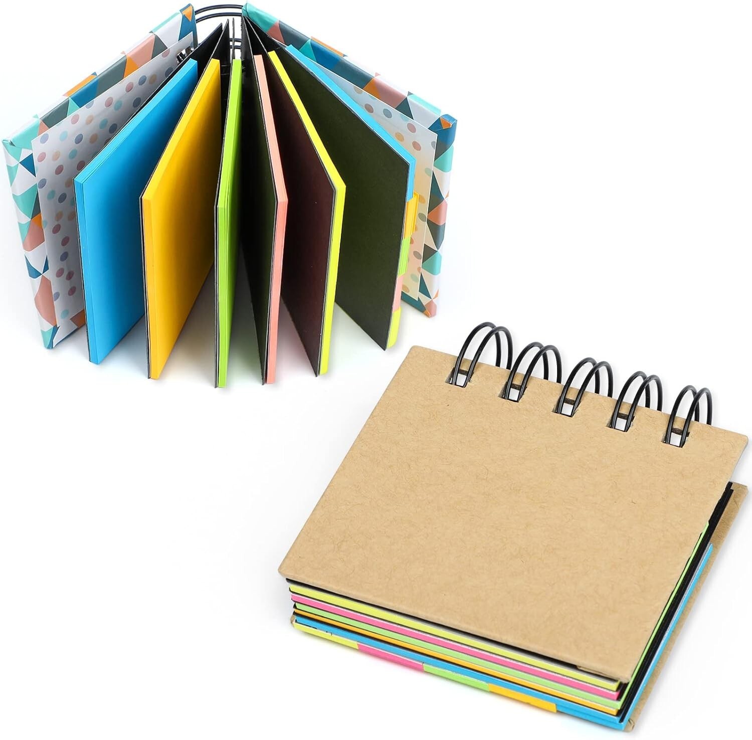 Bright Fluorescent Spiral-Bound Colored Sticky Notes Portable Pads-image