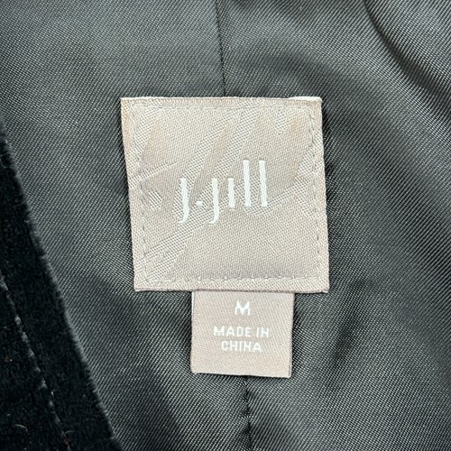 J.JILL Jacket M Silk Blend Velvet Velour Mandarin Double Breasted Blazer Black - Picture 10 of 14
