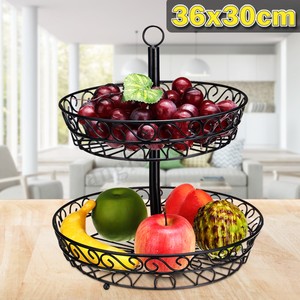 2 Tier Hanging Basket Stand Fruit Vegetable Organizer Storage