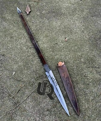 UBR CUSTOM HANDMADE HIGH CARBON STEEL DOUBLE HEAD ZULU HUNTING SPEAR WITH SHEATH