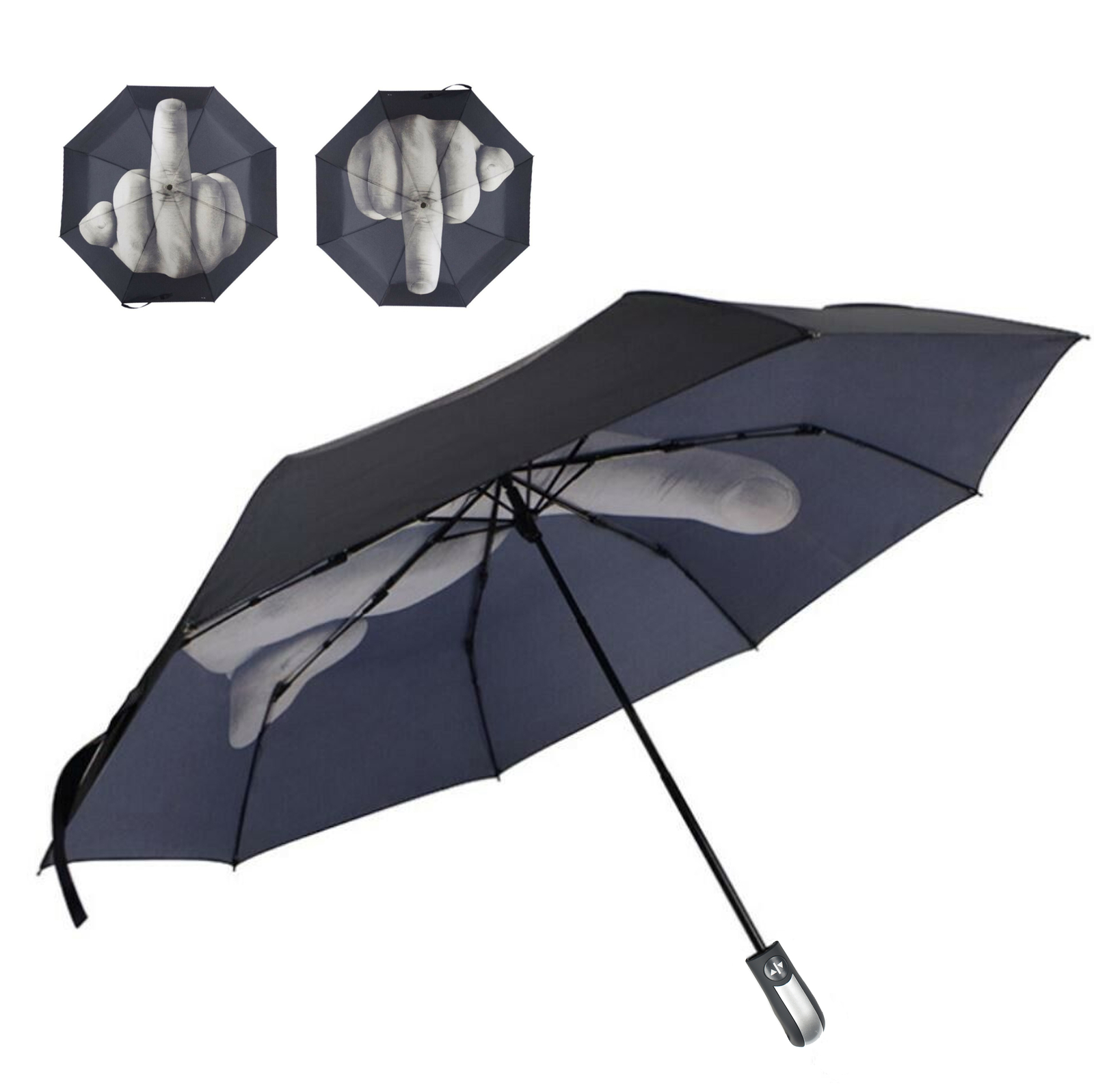 Automatic MIDDLE FINGER UMBRELLA WINDPROOF FOLDING TRAVEL Stormproof 10