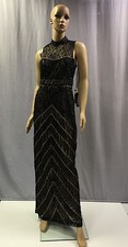 NEW SUE WONG 565 BLACK ILLUSION SWEETHEART EMBROIDERED EVENING GOWN DRESS SZ 6