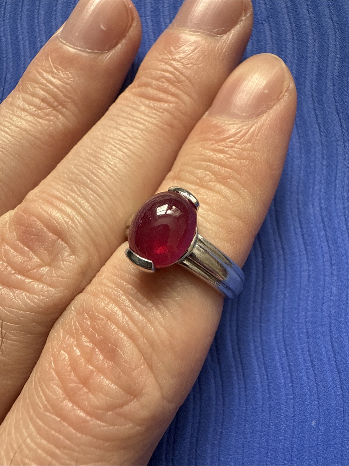 Sterling Silver Lab Created Star Ruby Cabochon Ri… - image 14