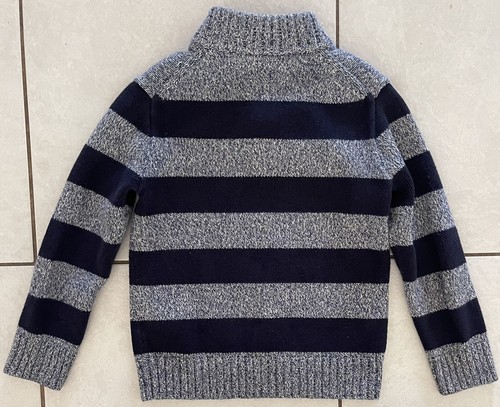 Polo Ralph Lauren Boy’s Navy BLUE Striped Mock Neck Button Sweater Size 7 - Picture 2 of 6