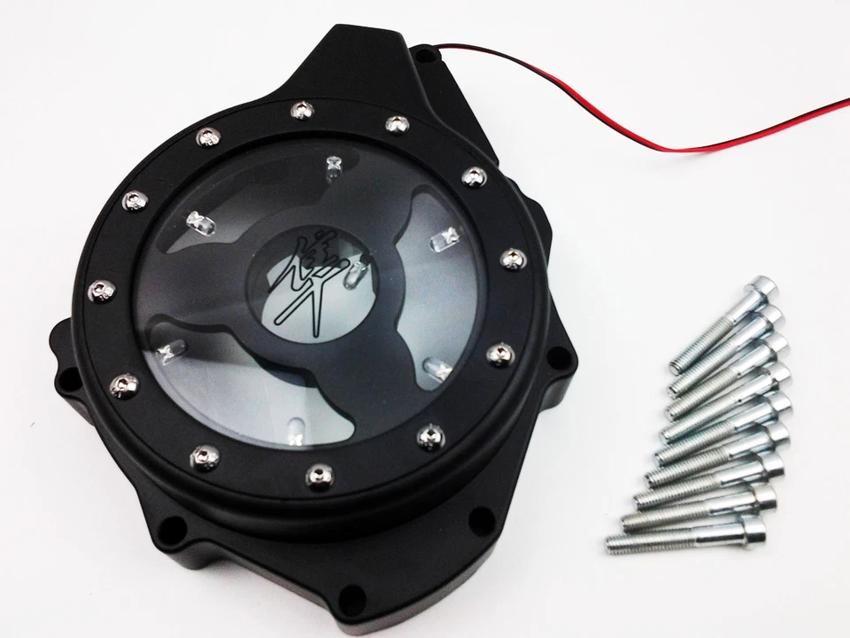 Cubierta LED azul transparente del estator del motor apta para SUZUKI GSX1300R Hayabusa 99-21 Foto 2 de 4