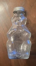 Vintage Snow Crest Beverages Glass Bear Bottle Metal Lid Salem Mass.