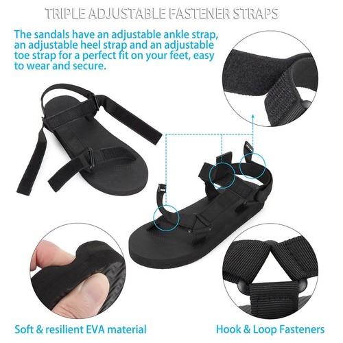 Men Womens Athletic Sport Sandals Outdoor Hiking Sandals EVA Beach Shoes Black - Picture 5 of 13
