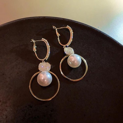 Oversized White Pearl Drop Earrings-korean Boho Gold Zircon Wedding Jewelry Gift - Picture 10 of 24
